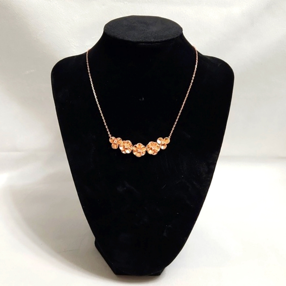 Kate Spade Shine On Rose Gold Stone Floral Link Chain Necklace